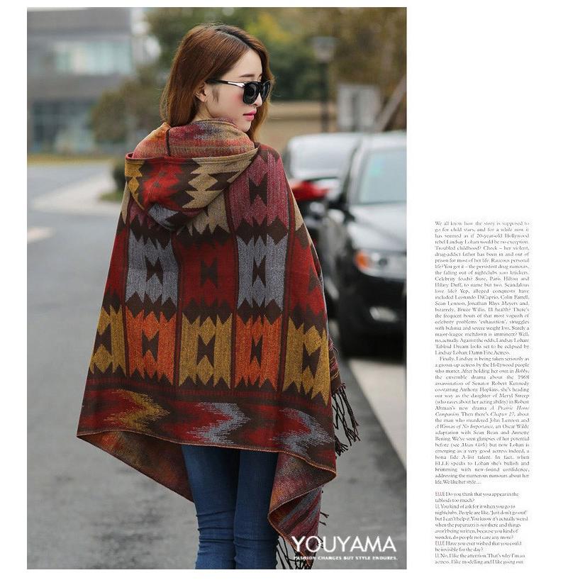 ポンチョ マントコート ケープコート コート ボヘミア 民族風 フード