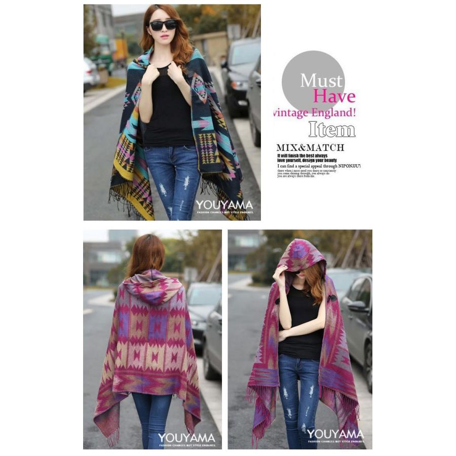 ポンチョ マントコート ケープコート コート ボヘミア 民族風 フード