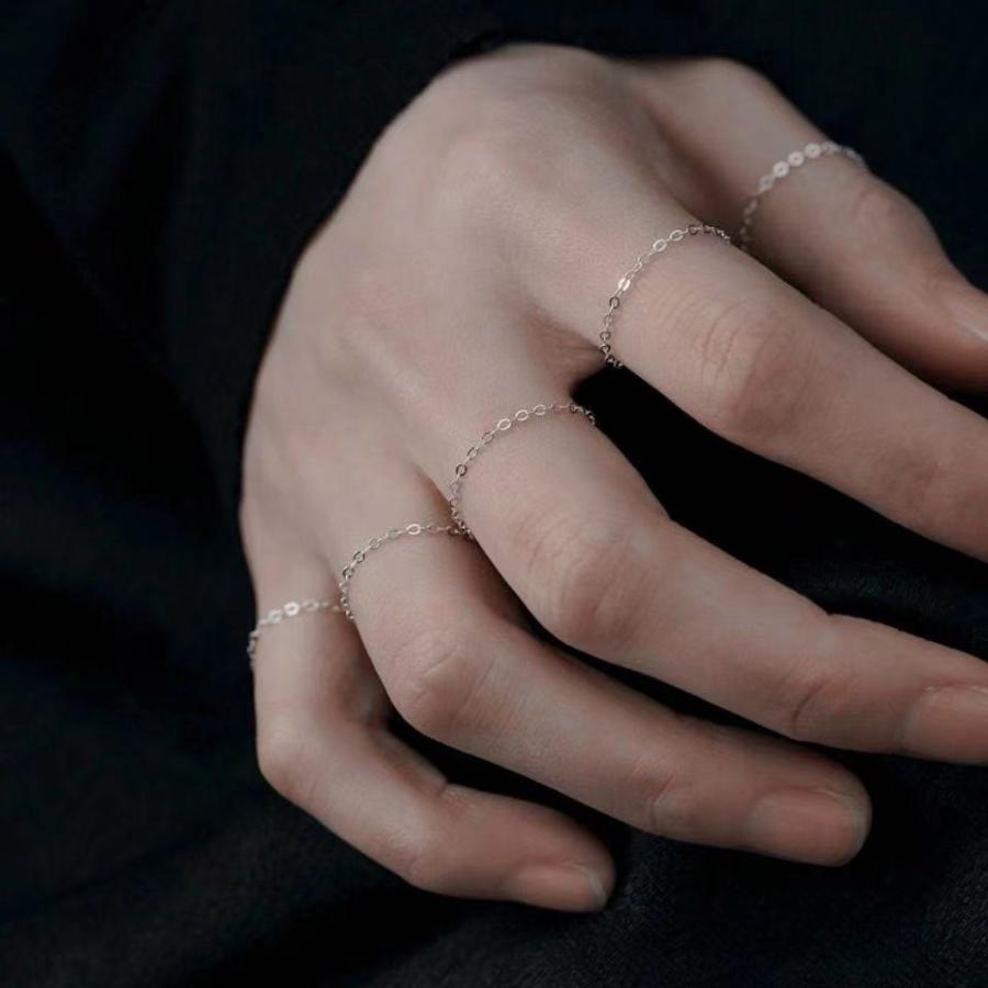 チェーンリング ピンキーリング レディース 極細 細いリング 指輪 色