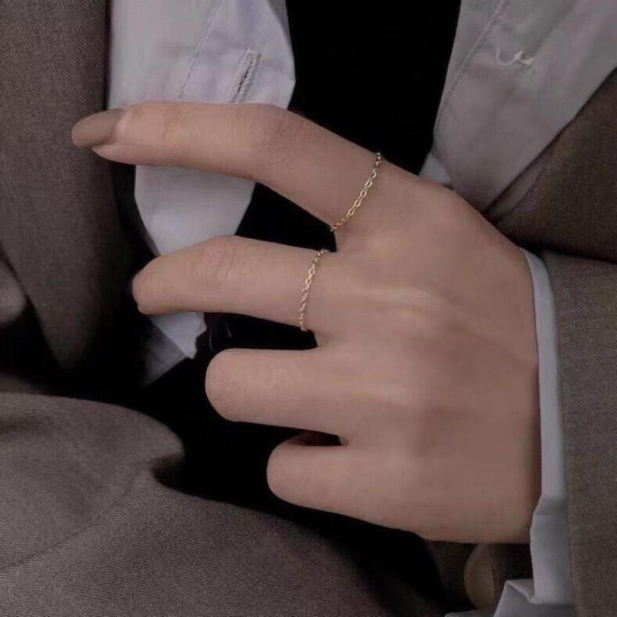 チェーンリング ピンキーリング レディース 極細 細いリング 指輪 色