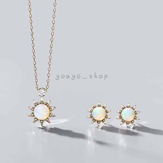 オパールネックレス 太陽ネックレス S925シルバー 18Kゴールド オパールネックレス 太陽ネックレス S925シルバー 18Kゴールド