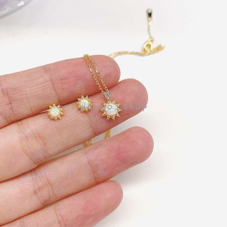 オパールネックレス 太陽ネックレス S925シルバー 18Kゴールド オパールネックレス 太陽ネックレス S925シルバー 18Kゴールド