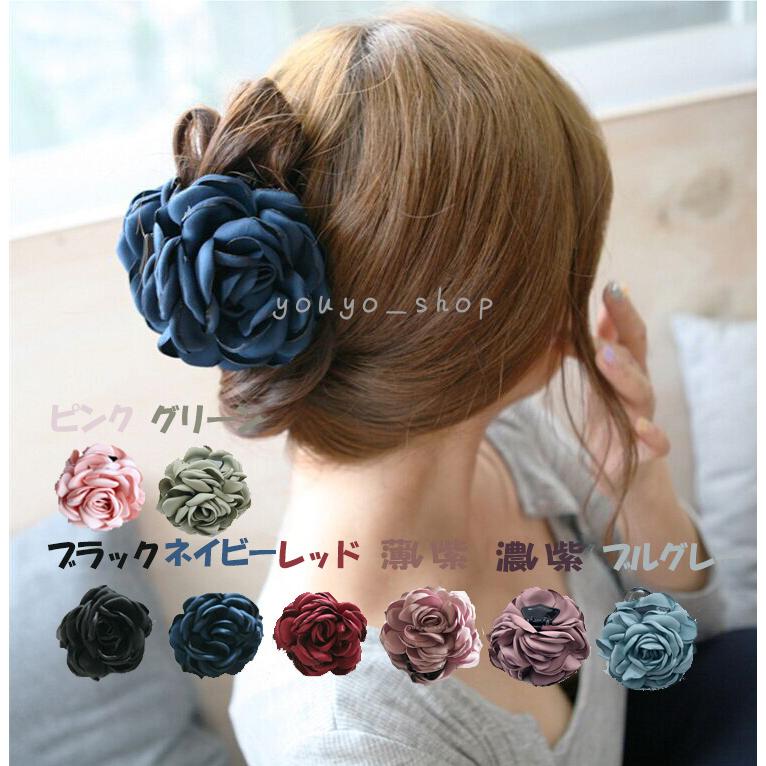 acca ヘアクリップ ネイビー×シルバー フラワーモチーフ acca(アッカ