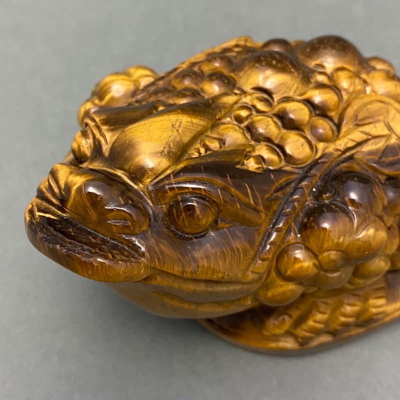 天然石彫刻置物 タイガーアイ 三脚蟾蜍 三本脚の蛙 : 陽和堂 - 通販 