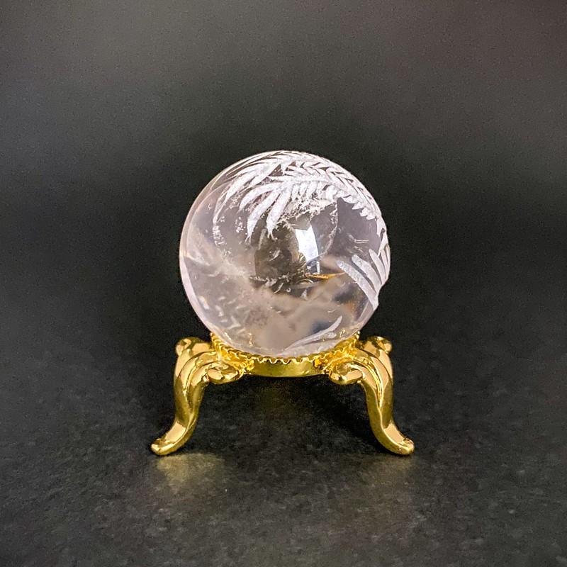 天然石彫刻丸玉 水晶 鳳凰 ホウオウ 金属台座付き : cho032 : 陽和堂 