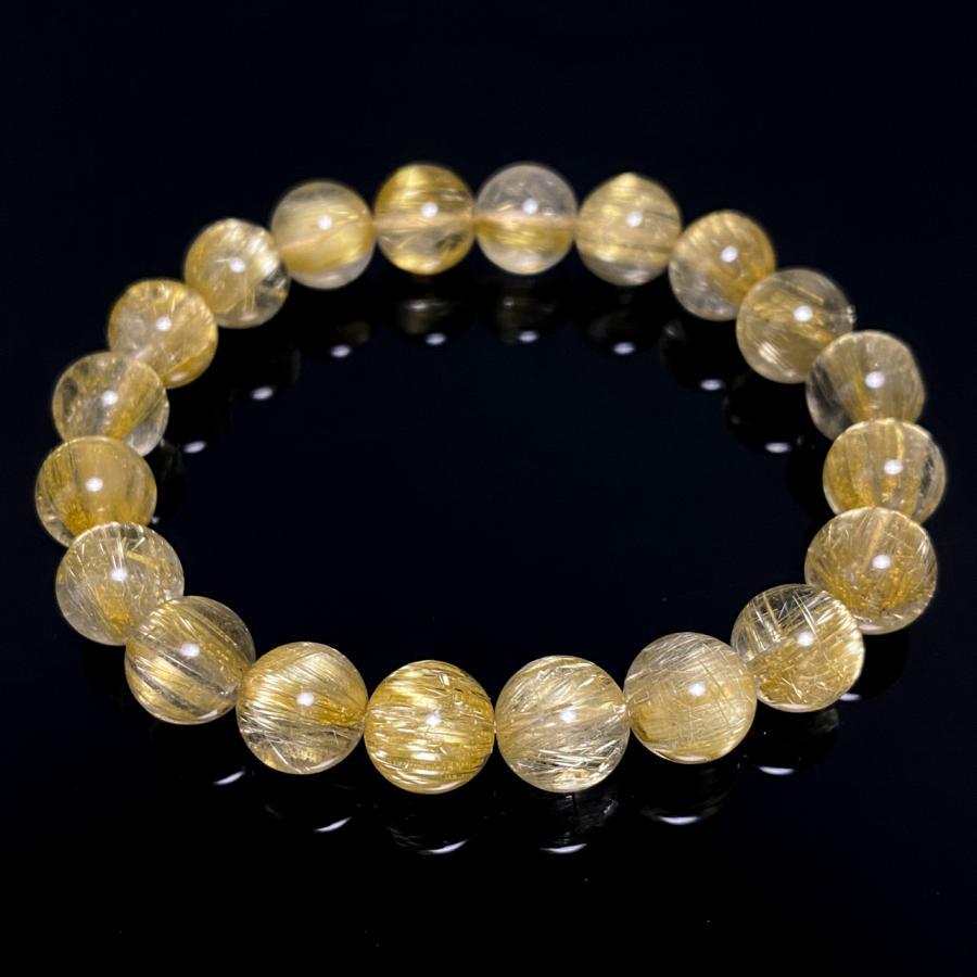 プレミアム品質 金針ルチル ブレスレット 9.5-10mm玉 16.5cmサイズ_15