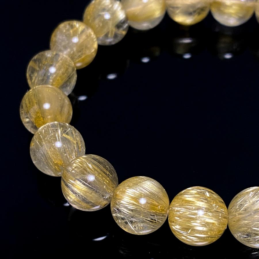 プレミアム品質 金針ルチル ブレスレット 9.5-10mm玉 16.5cmサイズ_2