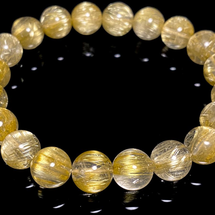 プレミアム品質 金針ルチル ブレスレット 9.5-10mm玉 16.5cmサイズ_5