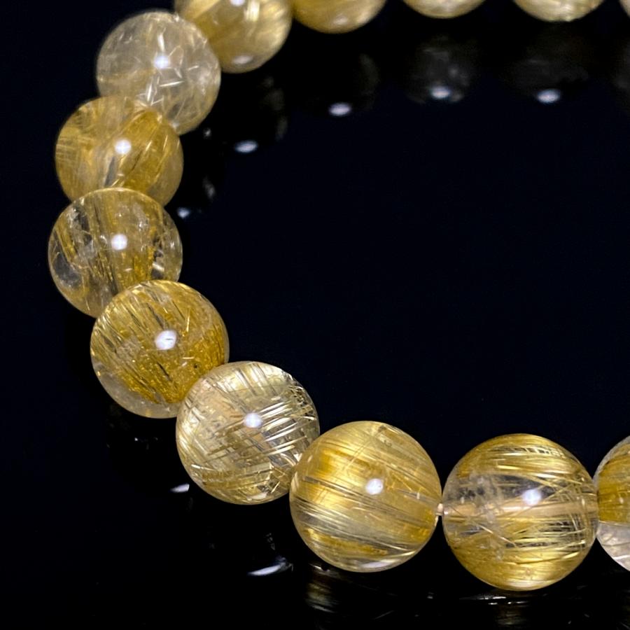 プレミアム品質 金針ルチル ブレスレット 9.5-10mm玉 16.5cmサイズ_6