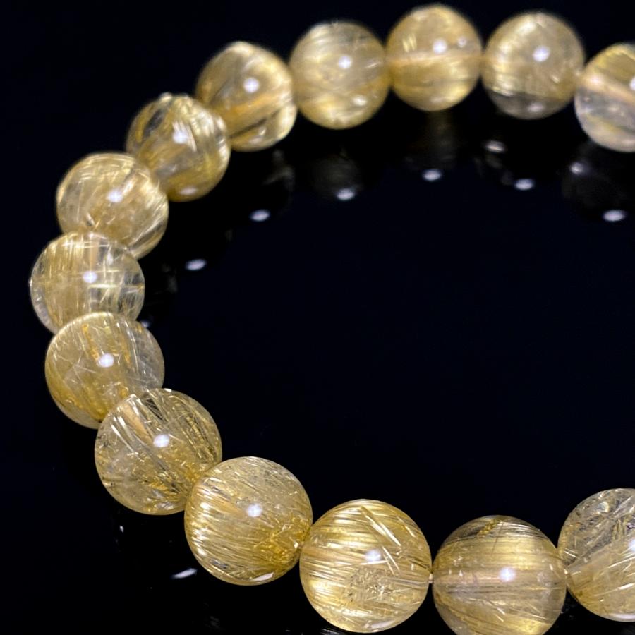 プレミアム品質 金針ルチル ブレスレット 9.5-10mm玉 16.5cmサイズ_9