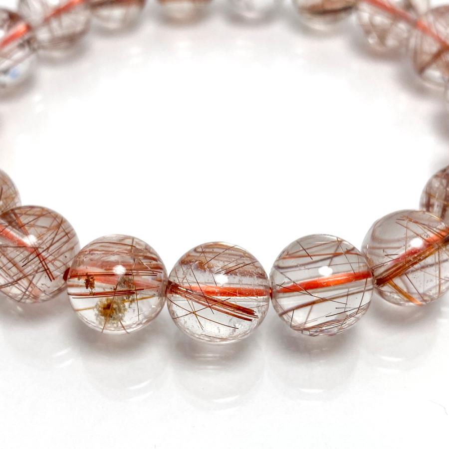 高品質 紅針ルチルブレス レッドルチル 10.5〜11mm 16.8cm_2