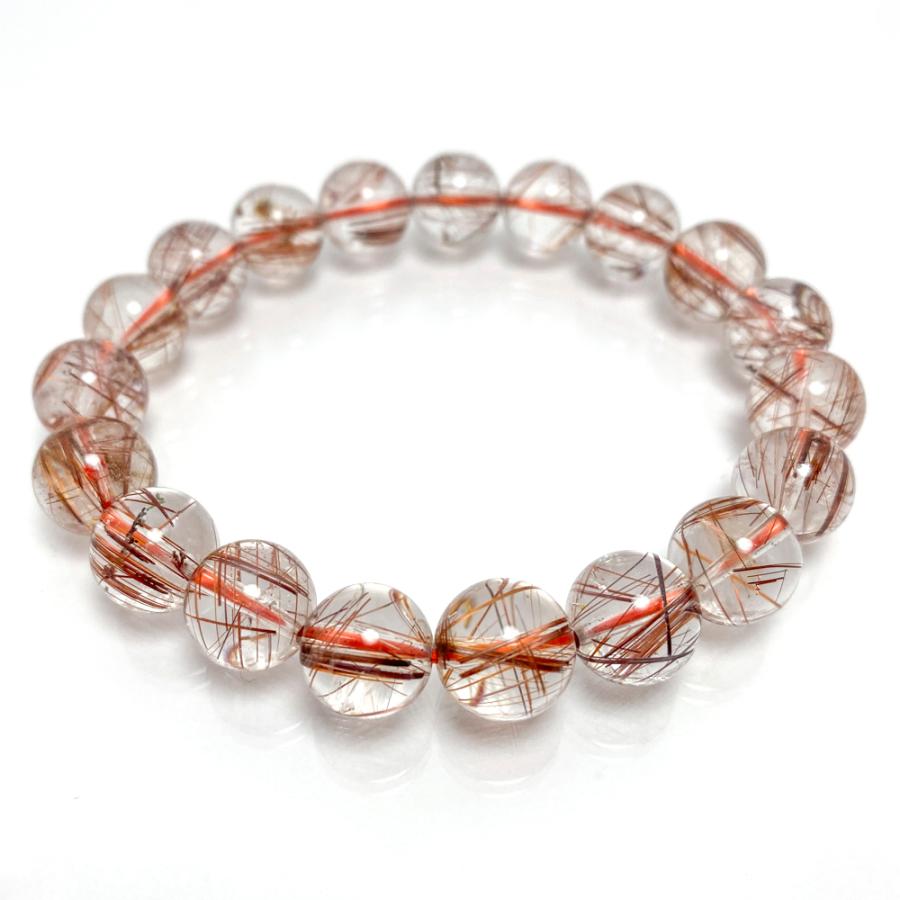 高品質 紅針ルチルブレス レッドルチル 10.5〜11mm 16.8cm_4