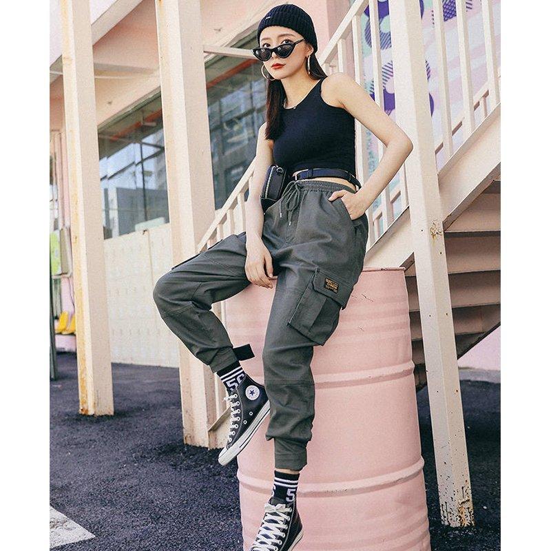 パンツ レディース 原宿系 春夏 ミリタリーパンツ カーゴパンツ ダンス衣装 韓国ファッション テーパードパンツ ヒップホップ ストリート系 ウエストゴム 新作からsaleアイテム等お得な商品満載