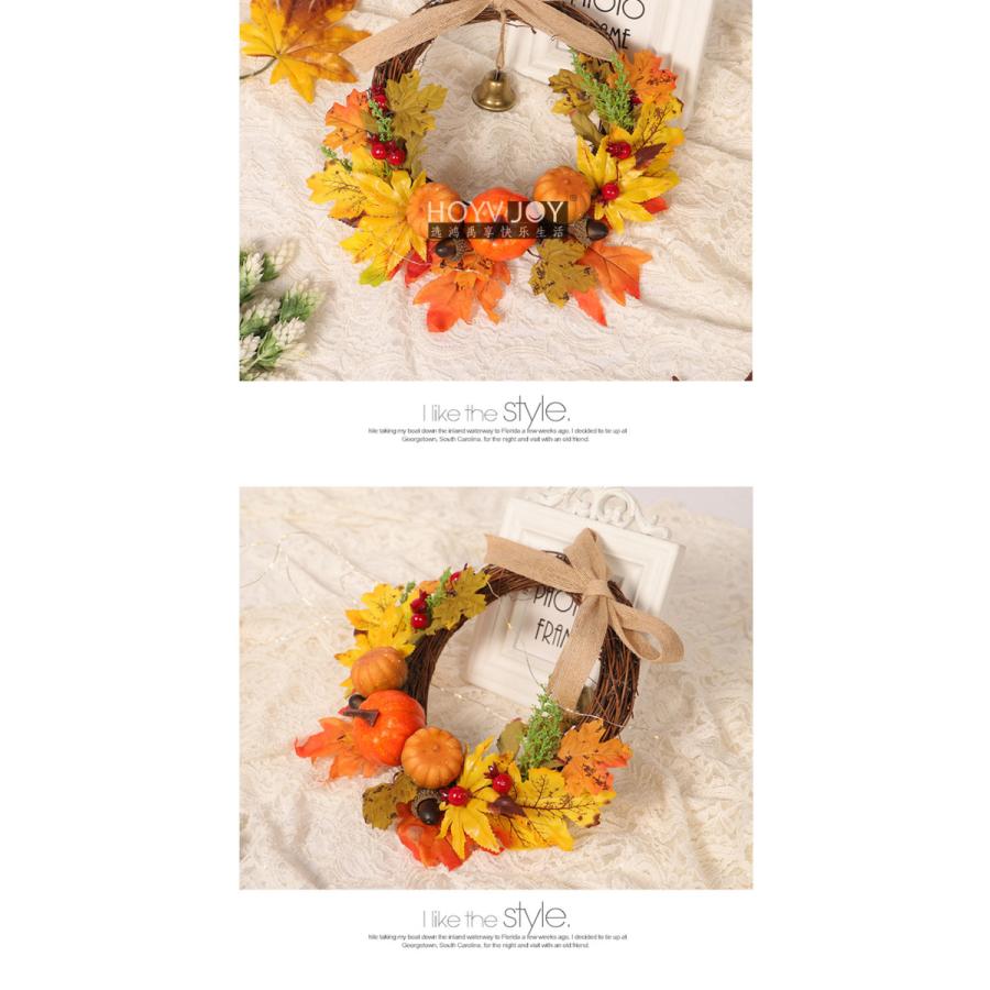 ハロウィン リース造花 玄関秋 花飾り 装飾ナチュラル壁掛けプレゼント 直径30cm 鈴 付き かぼちゃ おしゃれ手作り秋色 Gk16 Yoyo商店 通販 Yahoo ショッピング