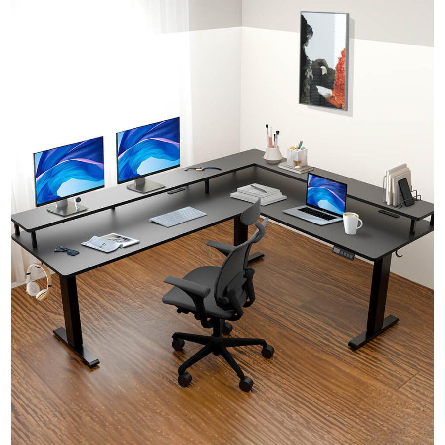 電動式 昇降デスク 昇降式デスク スタンディングデスク L字型 幅150