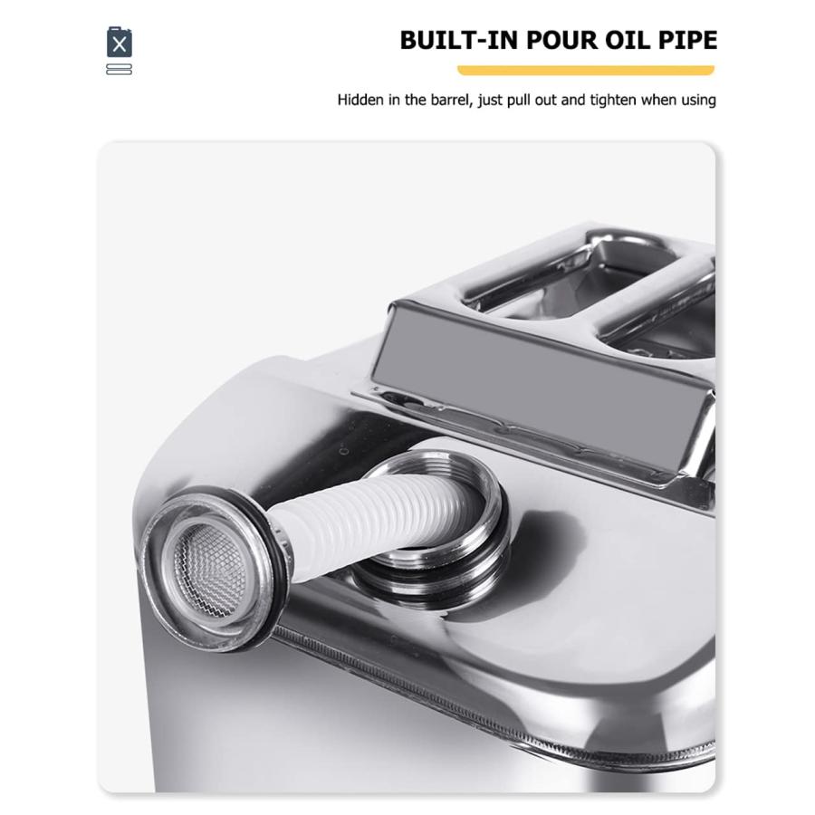 20Lガソリン携帯缶 ステンレス 車用燃料タンク 大容量灯油タンク