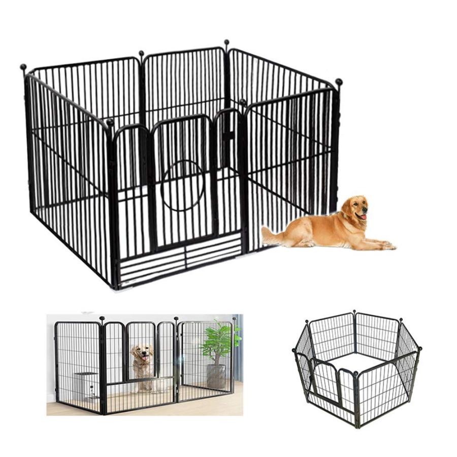 ペットサークル スチール製 ペットフェンス 犬ゲージ ドア付き DIY