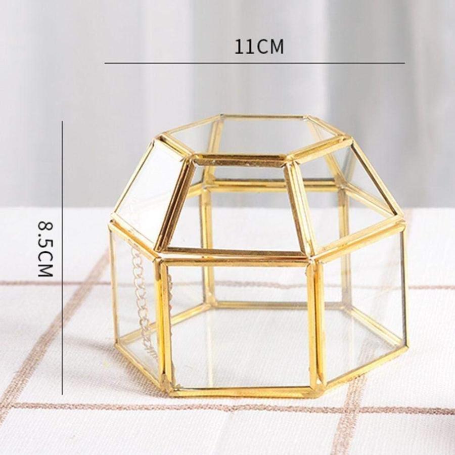 収納 ジュエリーボックス 六角形 クリア ガラス 収納ボックス 蓋付き