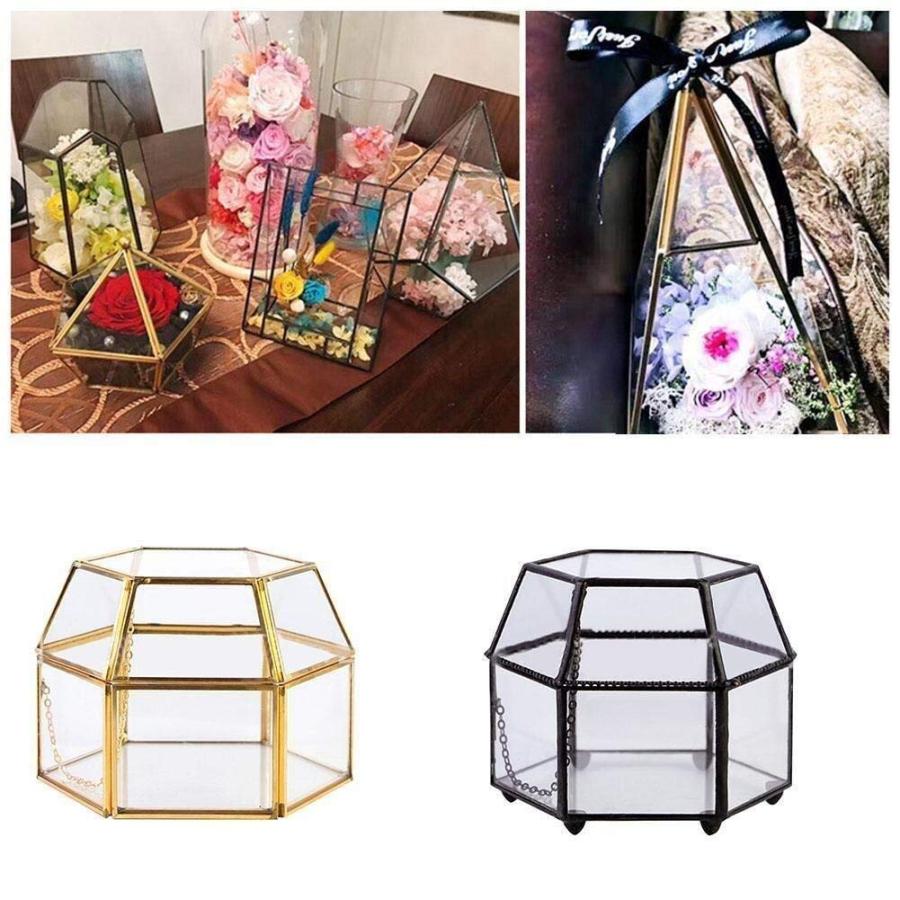 収納 ジュエリーボックス 六角形 クリア ガラス 収納ボックス 蓋付き