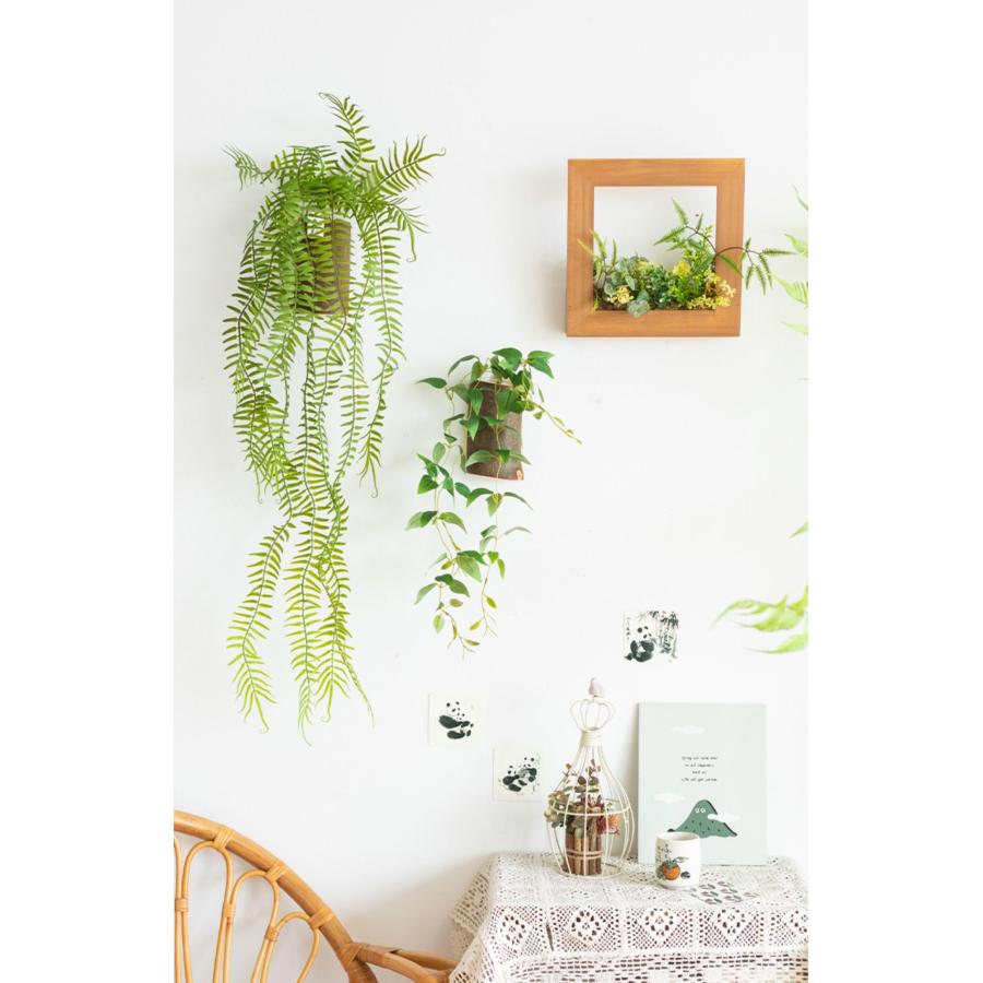 造花付き壁掛プランター2点◆壁飾り◆人工観葉植物◆N-2606FB12 壁模擬植物装飾多肉植物壁掛けフラワーポットぶら下げ籐バルコニー牧歌