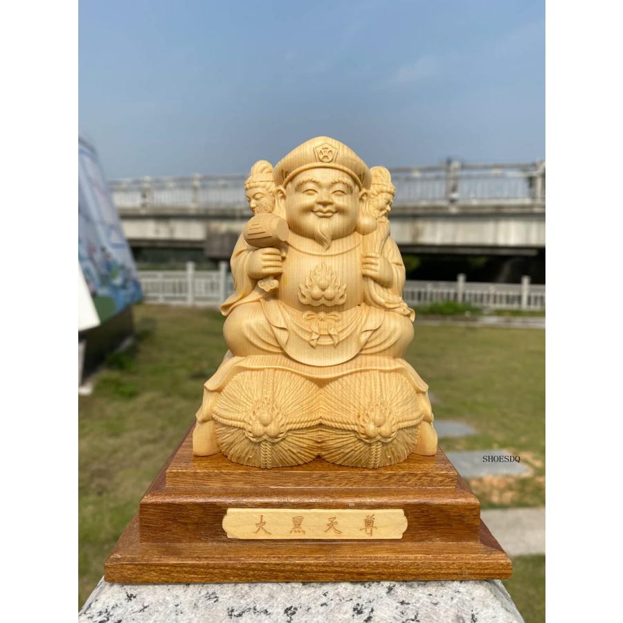 木彫り 仏像 三面大黒天 15cm 桧木製高級木彫り フィギュア 木彫り 仏像 三面大黒天 15cm 桧木製高級木彫り フィギュア