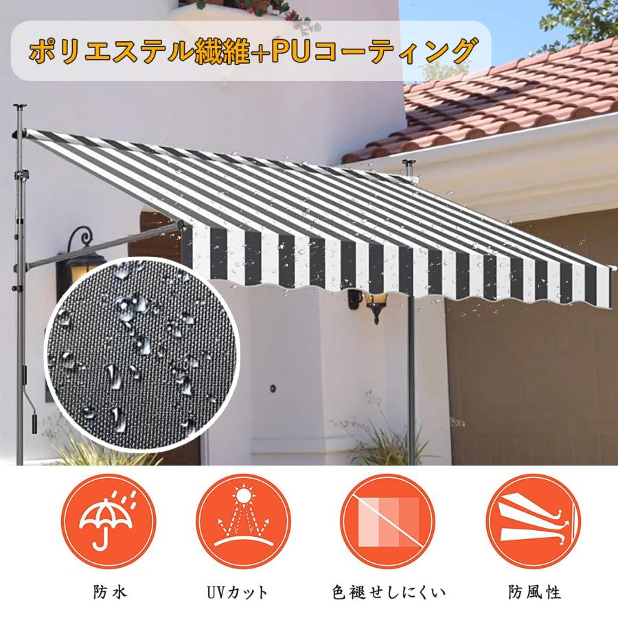 オーニングテント 日よけ 巻き取り式 日がさ 飾り気の無い取りつける UVはね除ける 突っ張り 露天 雨覆い?影法師 幅2m/2.5m/3m/3.5m/4m 角度 高さの調節するが能力のある 日おおい
