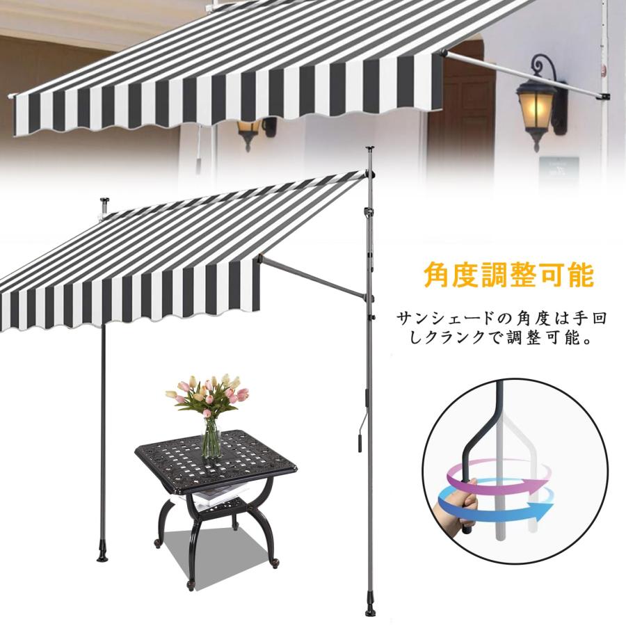 オーニングテント 日よけ 巻き取り式 日がさ 飾り気の無い取りつける UVはね除ける 突っ張り 露天 雨覆い?影法師 幅2m/2.5m/3m/3.5m/4m 角度 高さの調節するが能力のある 日おおい