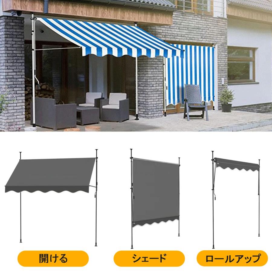 オーニングテント 日よけ 巻き取り式 日がさ 飾り気の無い取りつける UVはね除ける 突っ張り 露天 雨覆い?影法師 幅2m/2.5m/3m/3.5m/4m 角度 高さの調節するが能力のある 日おおい