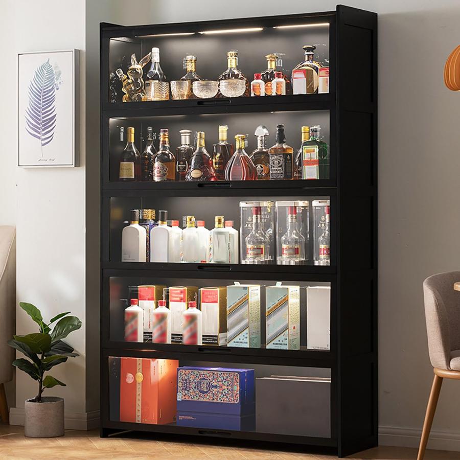 5段 ウイスキー 棚 おしゃれ お酒収納ラック 竹製 酒類貯蔵ロッカー 大