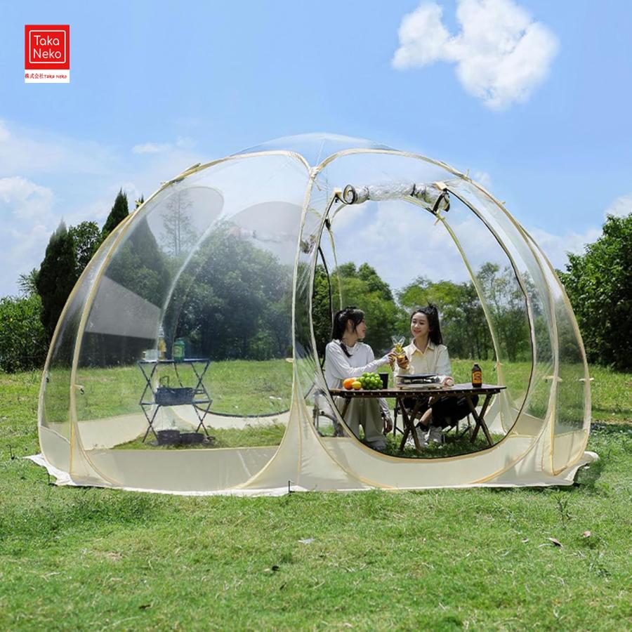 バブルテント ポップアップガゼボ 360°屋外透明テント 3-6人用キャンプ