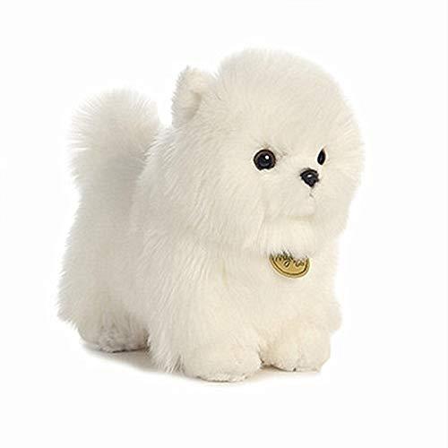 ぬいぐるみ おもちゃの犬は長い絹のような白いコートで飼育長い