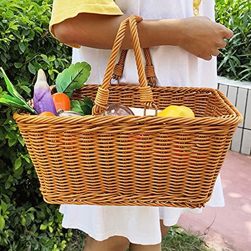 藤かご バスケット ハンドル付き 持ち運び便利 手さげ 整理箱