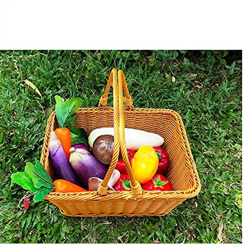 藤かご バスケット ハンドル付き 持ち運び便利 手さげ 整理箱