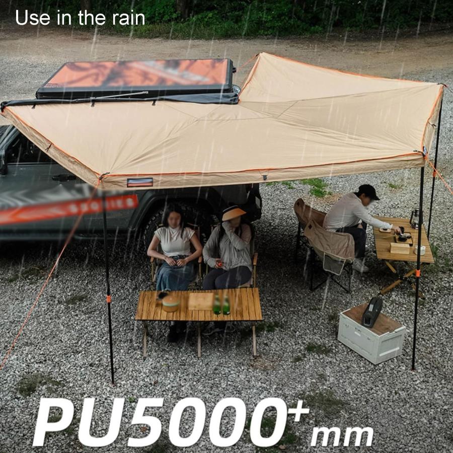 270°車両カーサイドタープ、車 タープ、ルーフラックオーニング