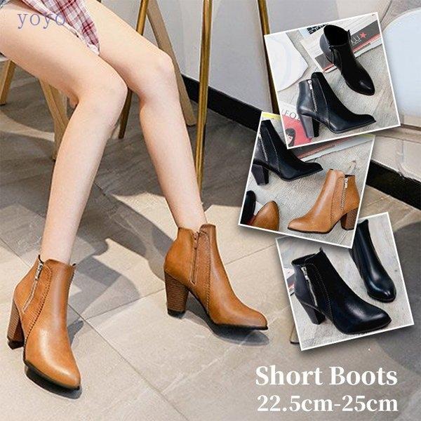 969円 今年人気のブランド品や ブーツ レディース ショートブーツ レディースブーツ ヒール 靴 レディースシューズ 太めヒール 美脚 歩きやすい 疲れない