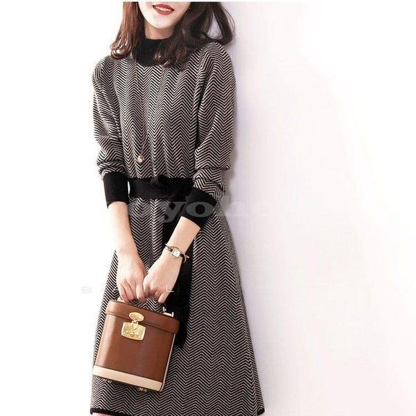 ワンピースレディース秋秋物きれいめロン丈上品長袖ワンピースuネック着痩せ通勤結婚式ドレスお出かけオシャレ春秋30代40代50代 今年も話題の