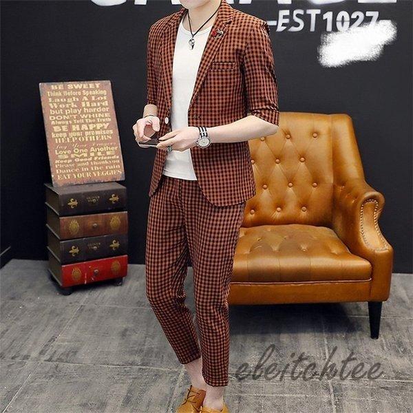サマースーツメンズセットアップ夏カジュアルスーツおしゃれサマージャケットスキニーパンツ上下紳士服テーラード7分袖チェック柄春秋 Yoyoyo Ndmzk865 Yoyoyo本舗 通販 Yahoo ショッピング