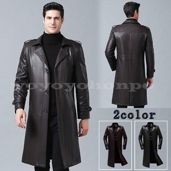 新しいブランド 革トレンチコートメンズロングコート裏起毛革ジャンレザーコート皮コートレザージャケットカジュアルアウターオーバーコートかっこいい 新作男性用スプリングコート紳士服革プレザー秋冬 ジャケット Fsouzoku Jp