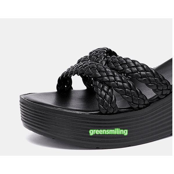 ウェッジソール サンダル 厚底サンダル ヒール7cm ストラップ アンクル