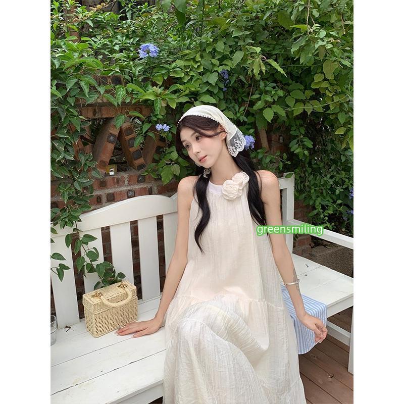 リゾートワンピース 大人可愛い 夏 ロングワンピース 花付き リゾート
