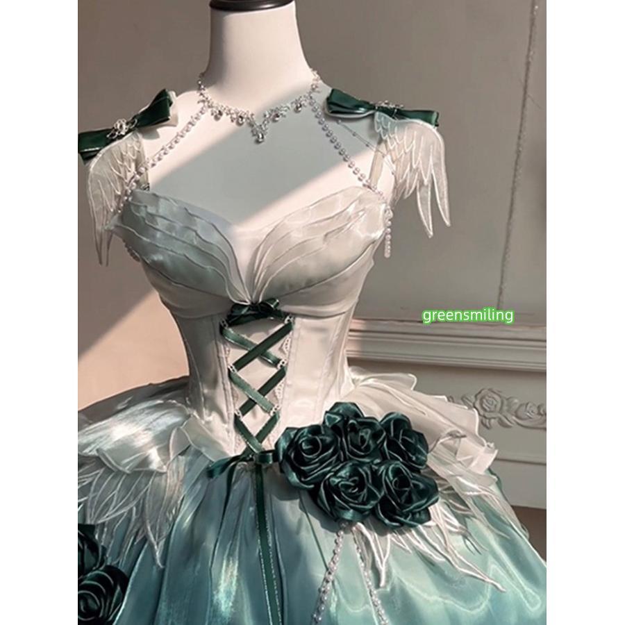 ワンピース ロリータ Lolita アンバーグリーン パフスカート S M L XL