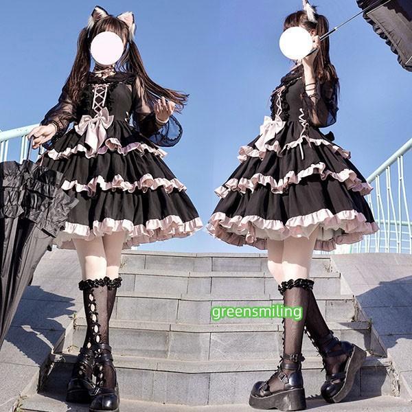 服 ロリータ 袖なし ミニ丈 ワンピース コスプレ衣装 ねこみみ