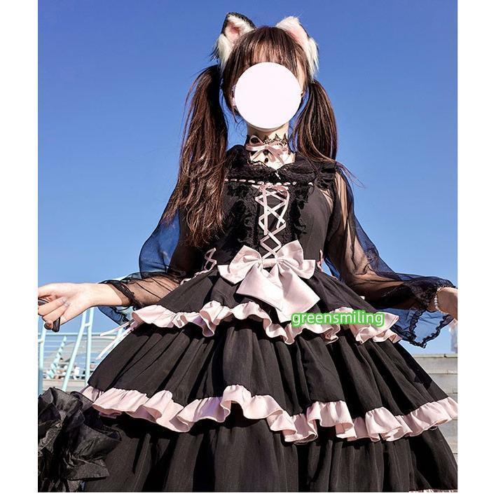 服 ロリータ 袖なし ミニ丈 ワンピース コスプレ衣装 ねこみみ