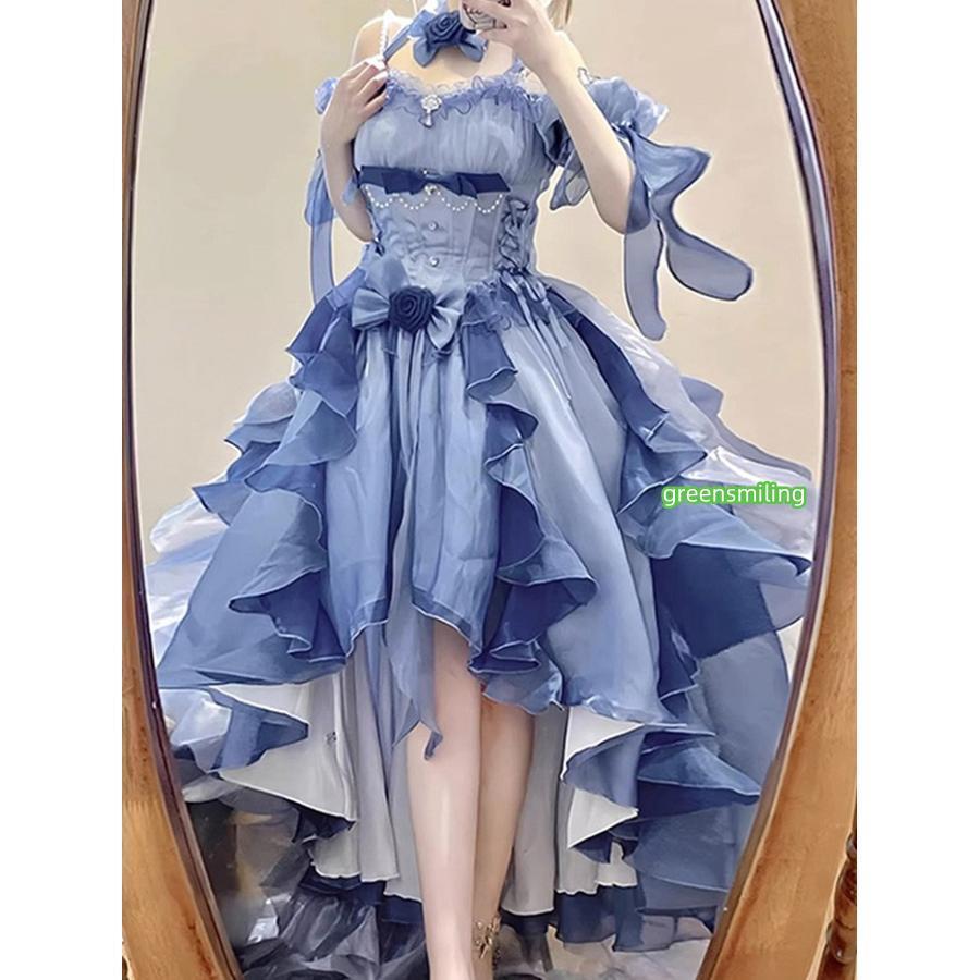 ワンピース ロリータ Lolita ブルー フィッシュテール S-XL おしゃれ