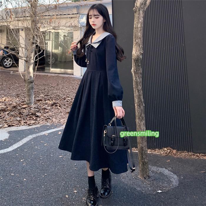 長袖 ワンピース ロリータ 春服 フレンチ レトロ エレガント おしゃれ Aライン レディース 大きいサイズ 上品 パーティー レッド ブラック ネイビー L-4XLの画像