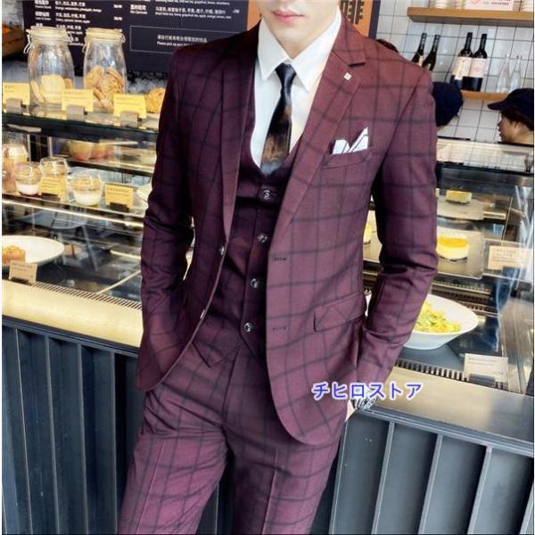 男性用 春夏 スリム 大きいスーツ 小さいスーツメンズスーツ チェック