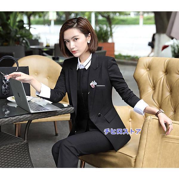 レディース フォーマル 大きいサイズ リクルート スカートスーツ 事務服 ストライプ 就活スーツ タイトスカート オフィス 制服 就活 卒業_3