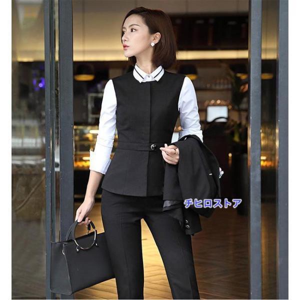 レディース フォーマル 大きいサイズ リクルート スカートスーツ 事務服 ストライプ 就活スーツ タイトスカート オフィス 制服 就活 卒業_4