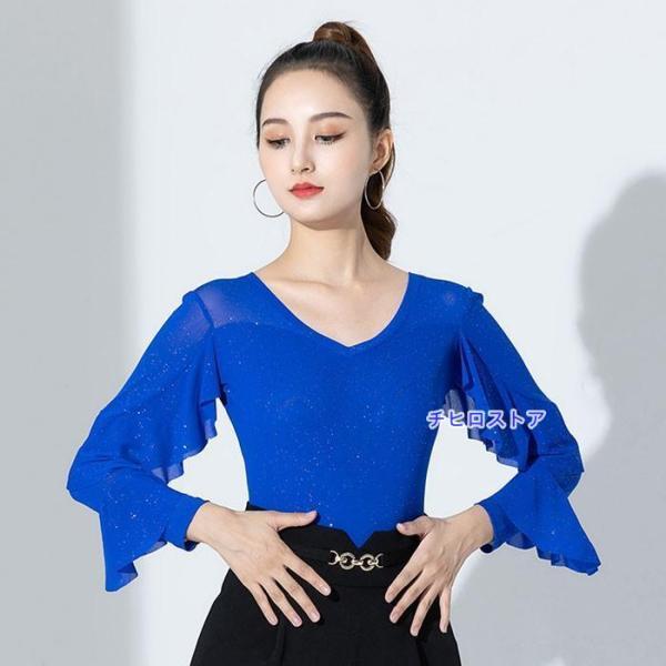 トップス レオタード 社交ダンス衣装 女性 キラキラ レッスンウェア