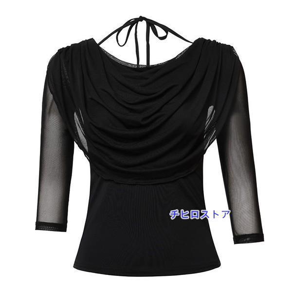 新品同様★社交ダンス★トップス★フリーサイズ★ブラック★オシャレ 社交ダンス トップス 社交ダンス衣装 大きいサイズ ダンス用シャツ